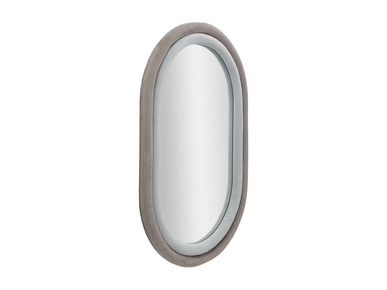 Ovaler Wandspiegel mit grauem Samtrahmen 90x60x4cm Antony