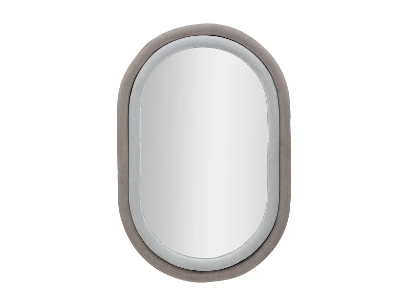 Miroir Mural en Velours "Anthony" 90cm Gris & Taupe