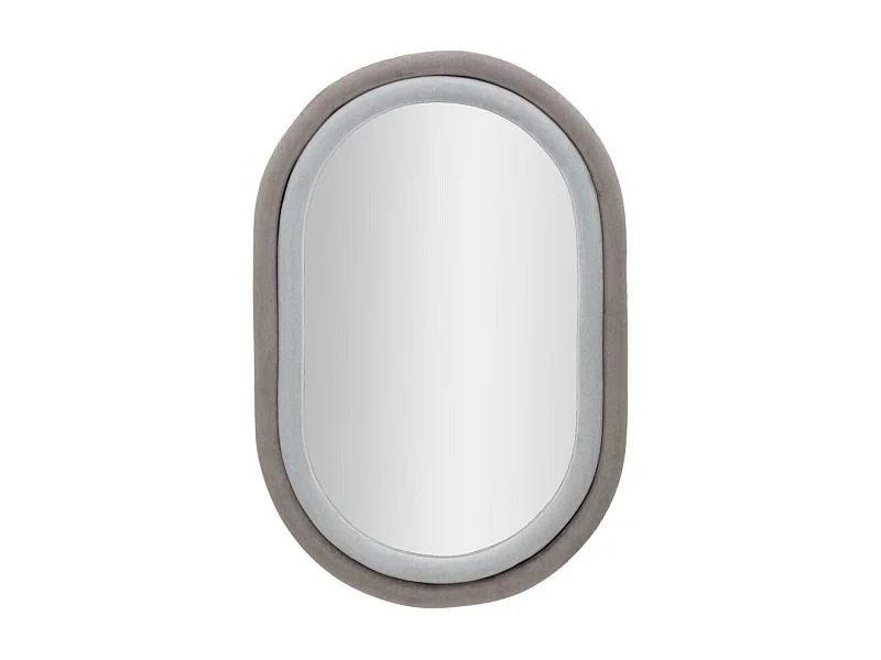 Ovaler Wandspiegel mit grauem Samtrahmen 90x60x4cm Antony