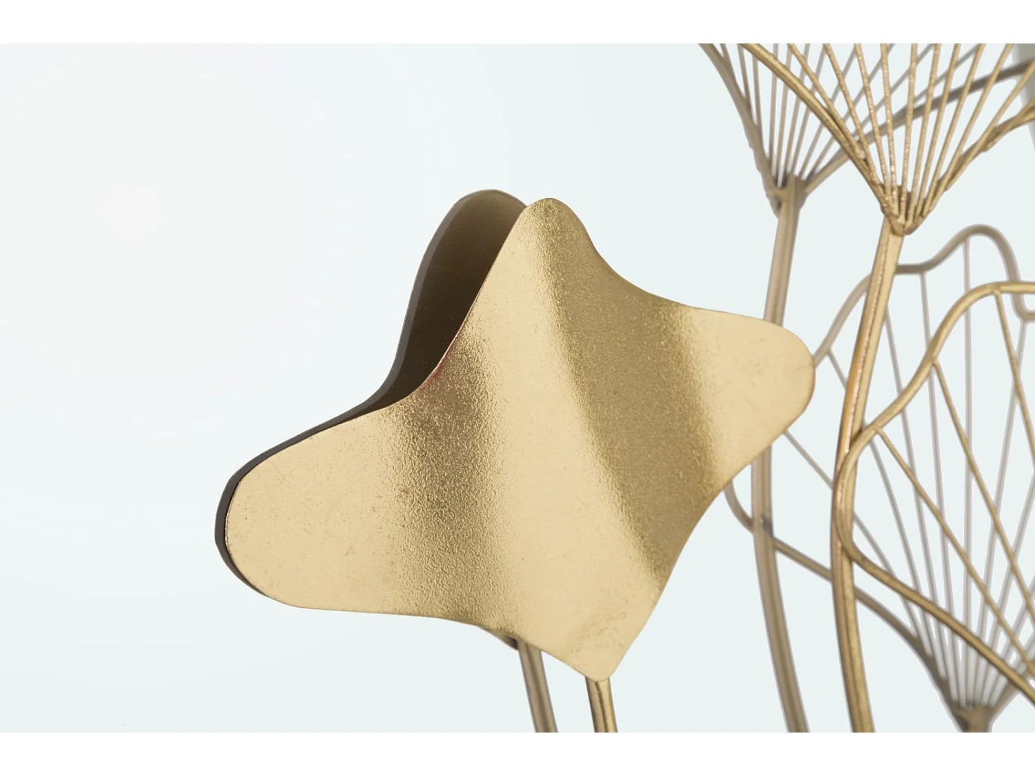 Specchio da parete rotondo con foglie in metallo dorato cm 75x3,5x72