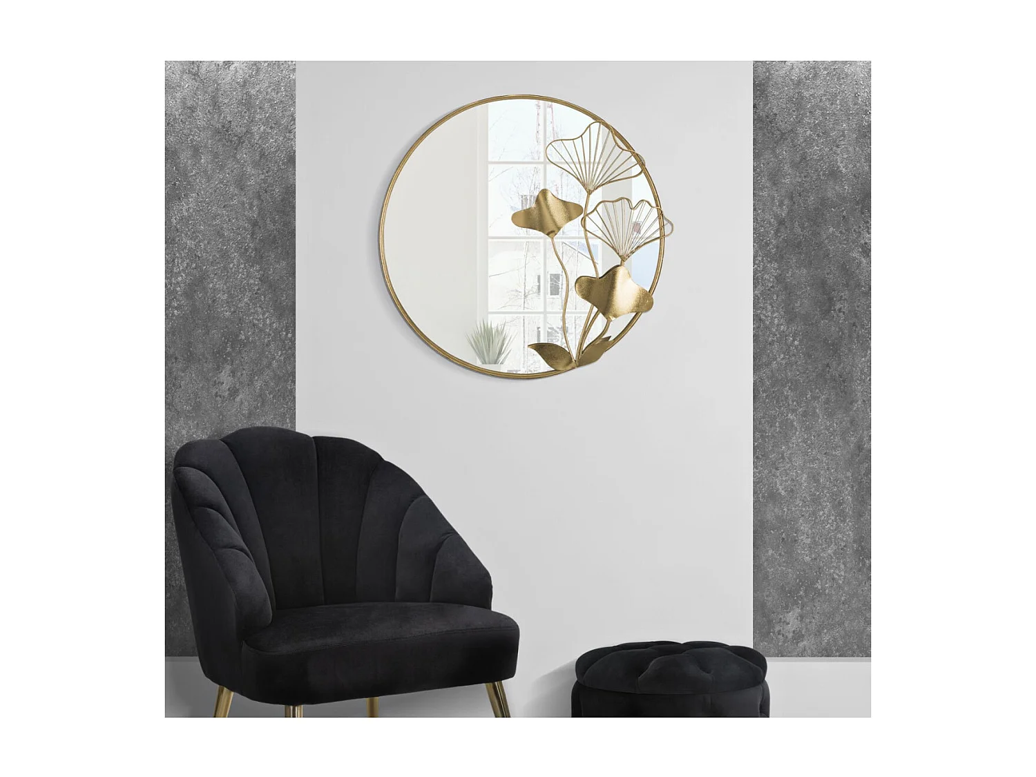 Miroir Mural Design "Flora" 75cm Or