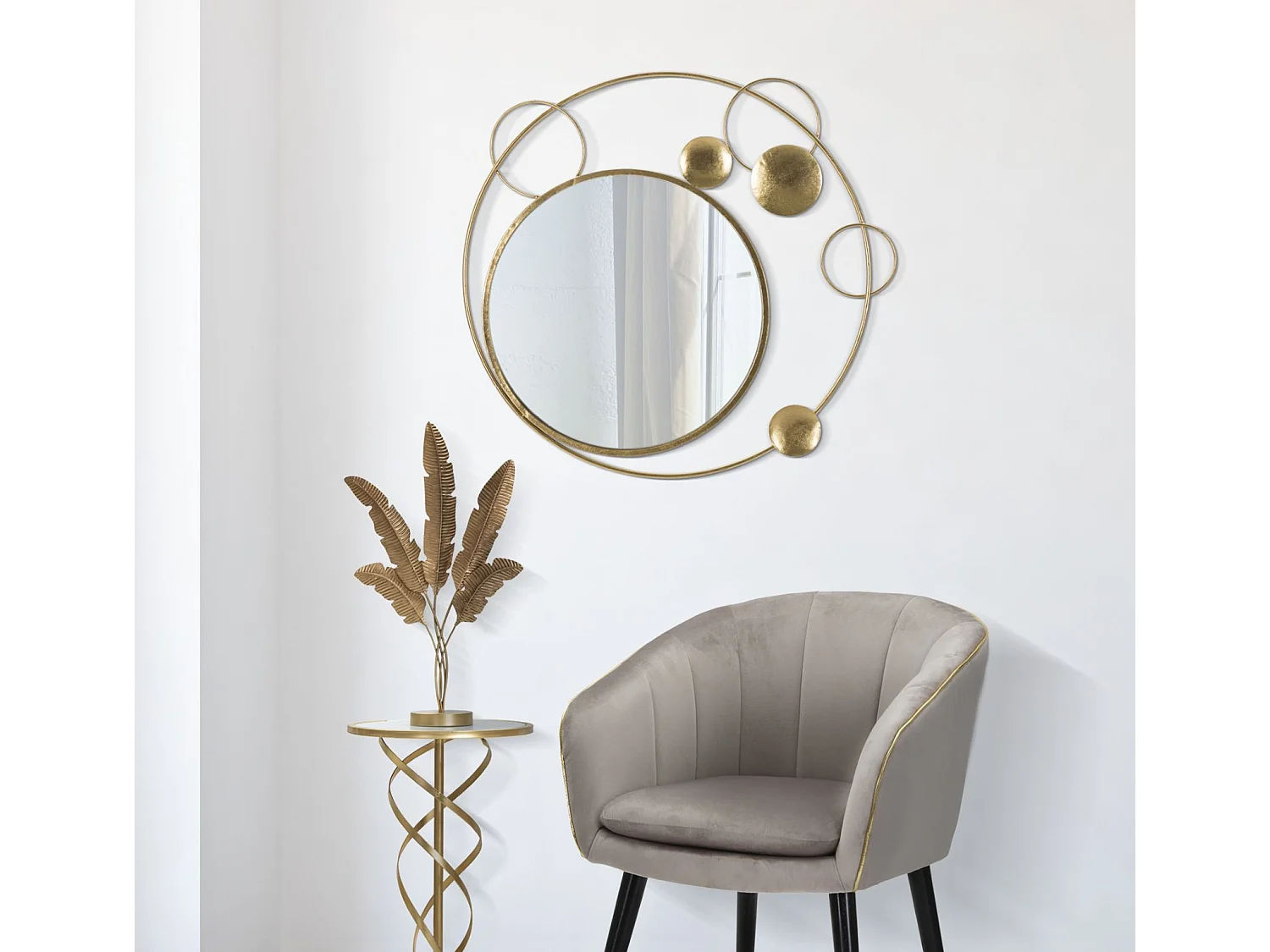 Miroir Mural Design "Planète" 90cm Or