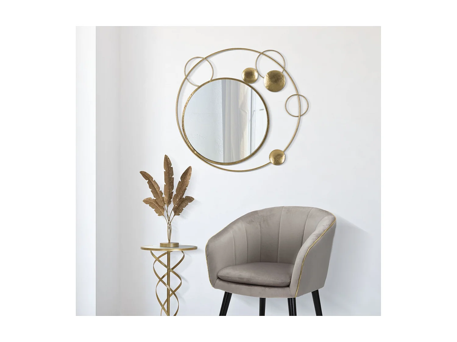 Miroir Mural Design "Planète" 90cm Or