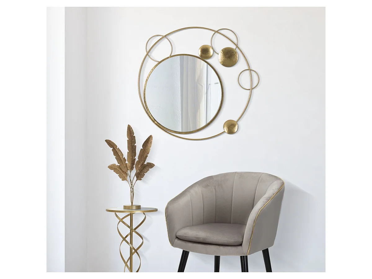 Miroir Mural Design "Planète" 90cm Or