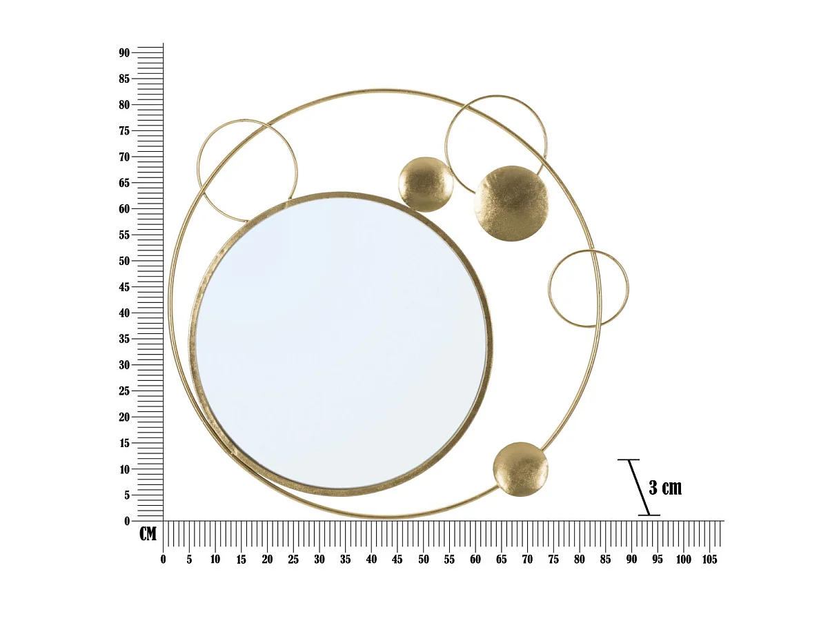 Miroir Mural Design "Planète" 90cm Or