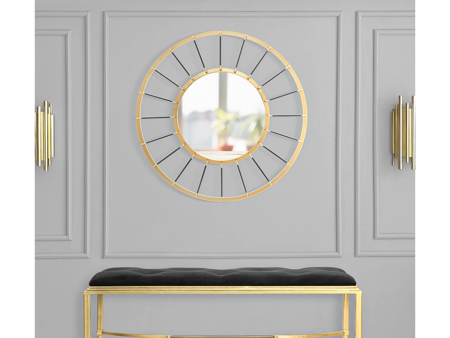 Miroir Mural Déco "Blake" 81cm Or & Noir