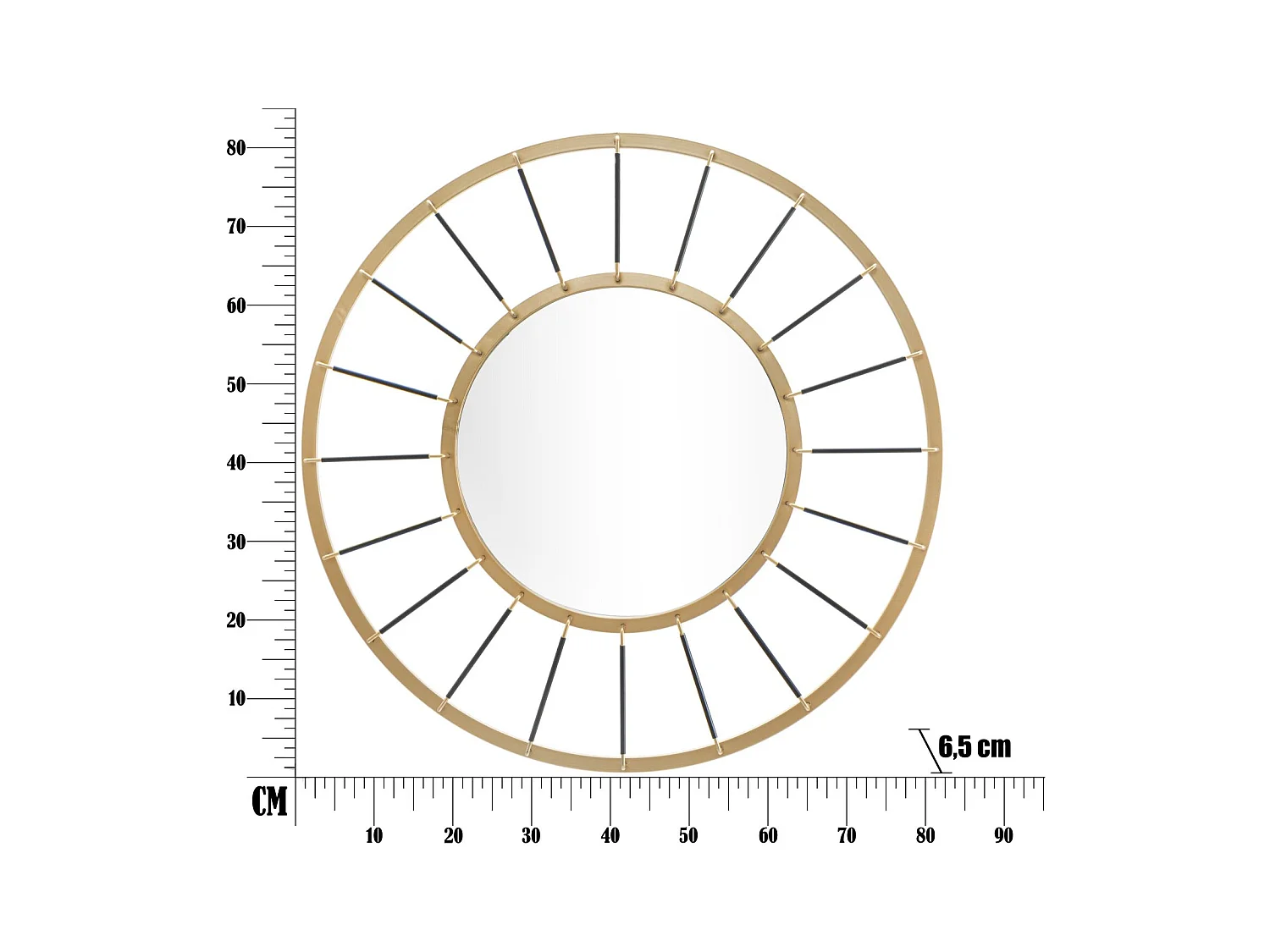 Miroir Mural Déco "Blake" 81cm Or & Noir