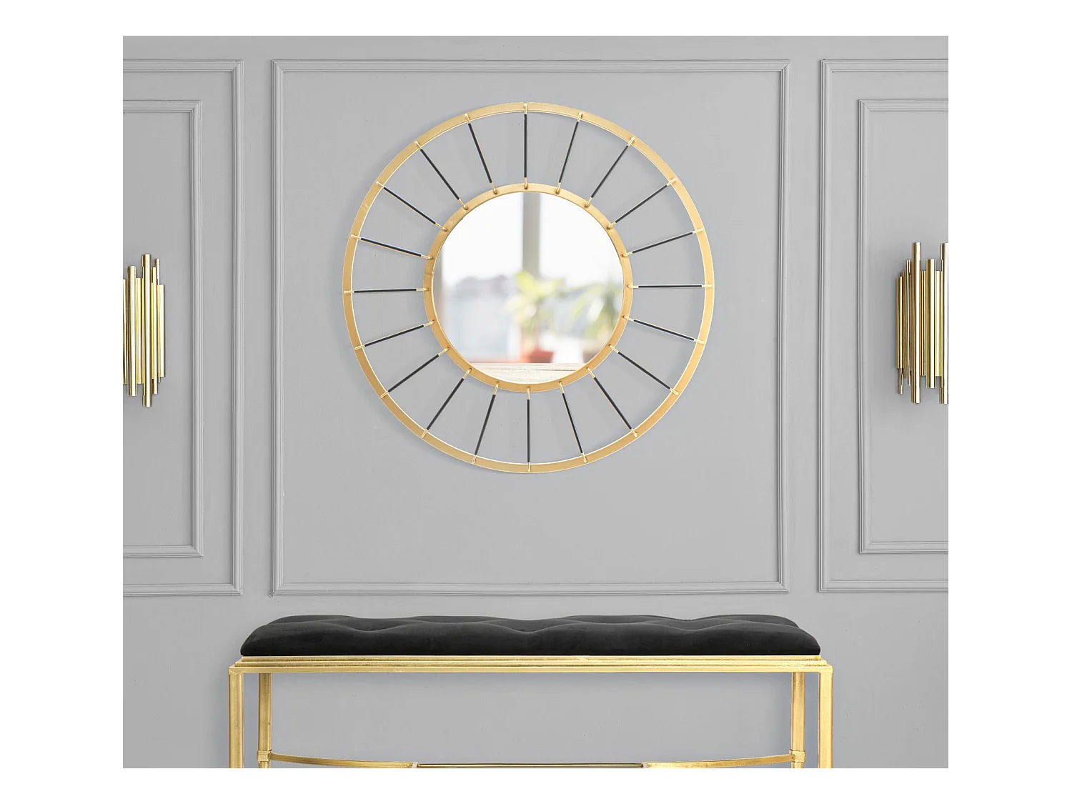 Miroir Mural Déco "Blake" 81cm Or & Noir