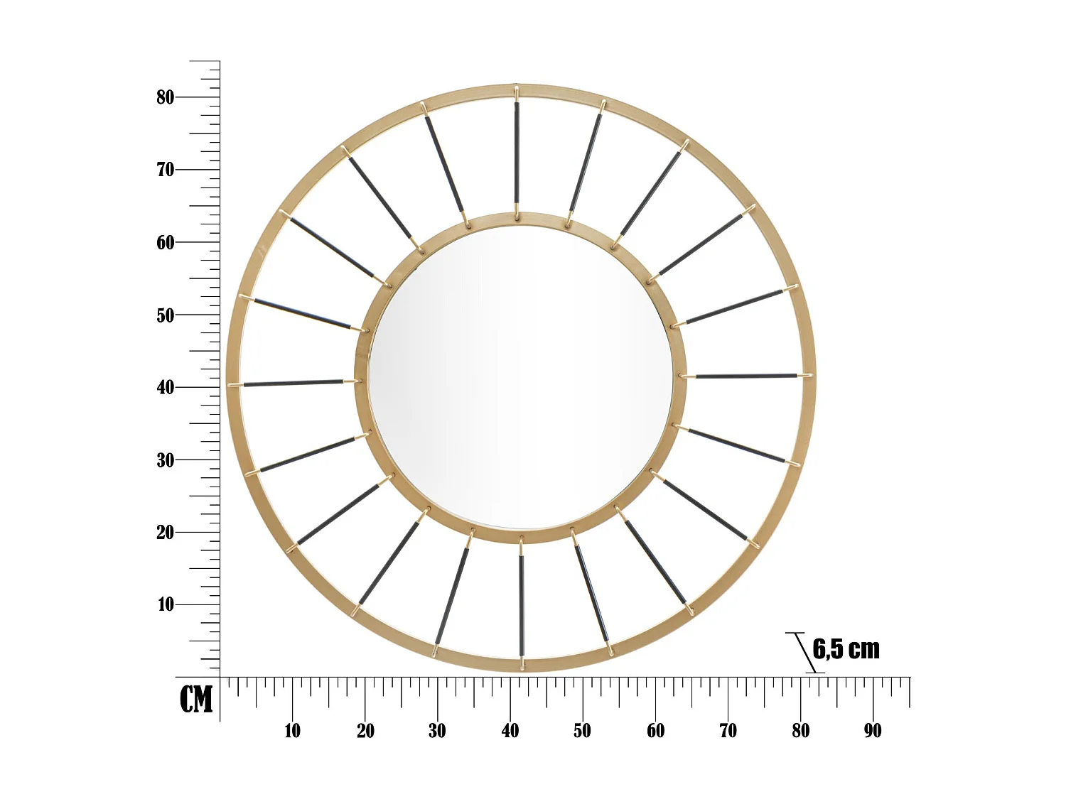 Miroir Mural Déco "Blake" 81cm Or & Noir
