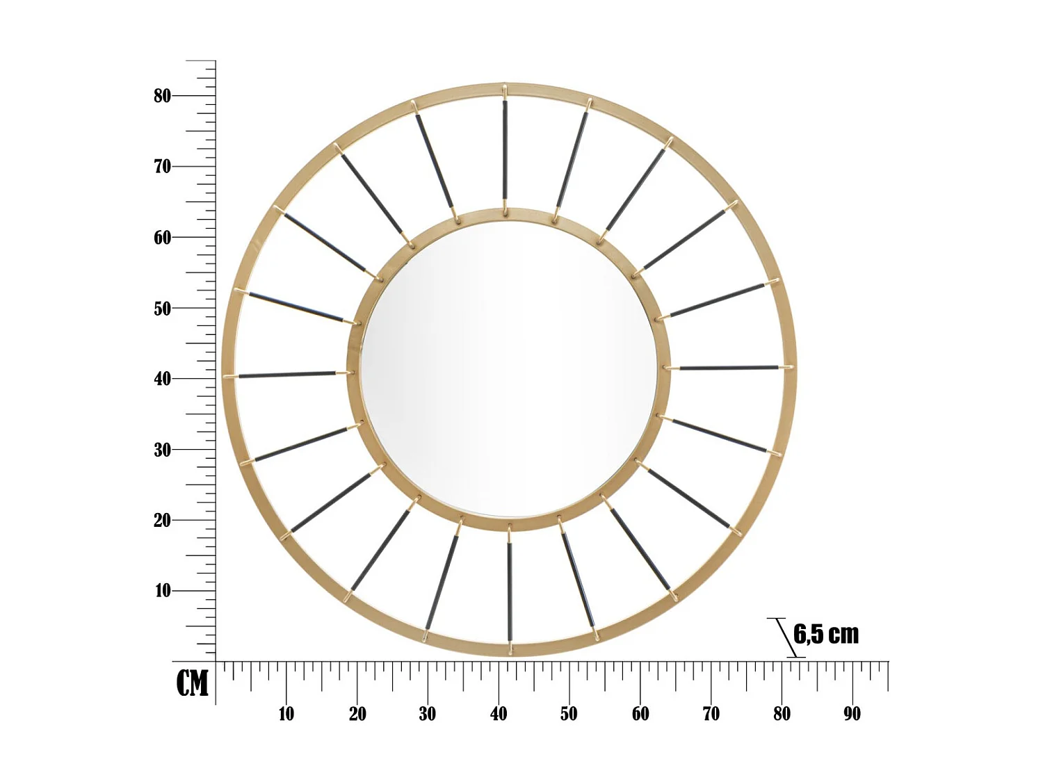 Miroir Mural Déco "Blake" 81cm Or & Noir
