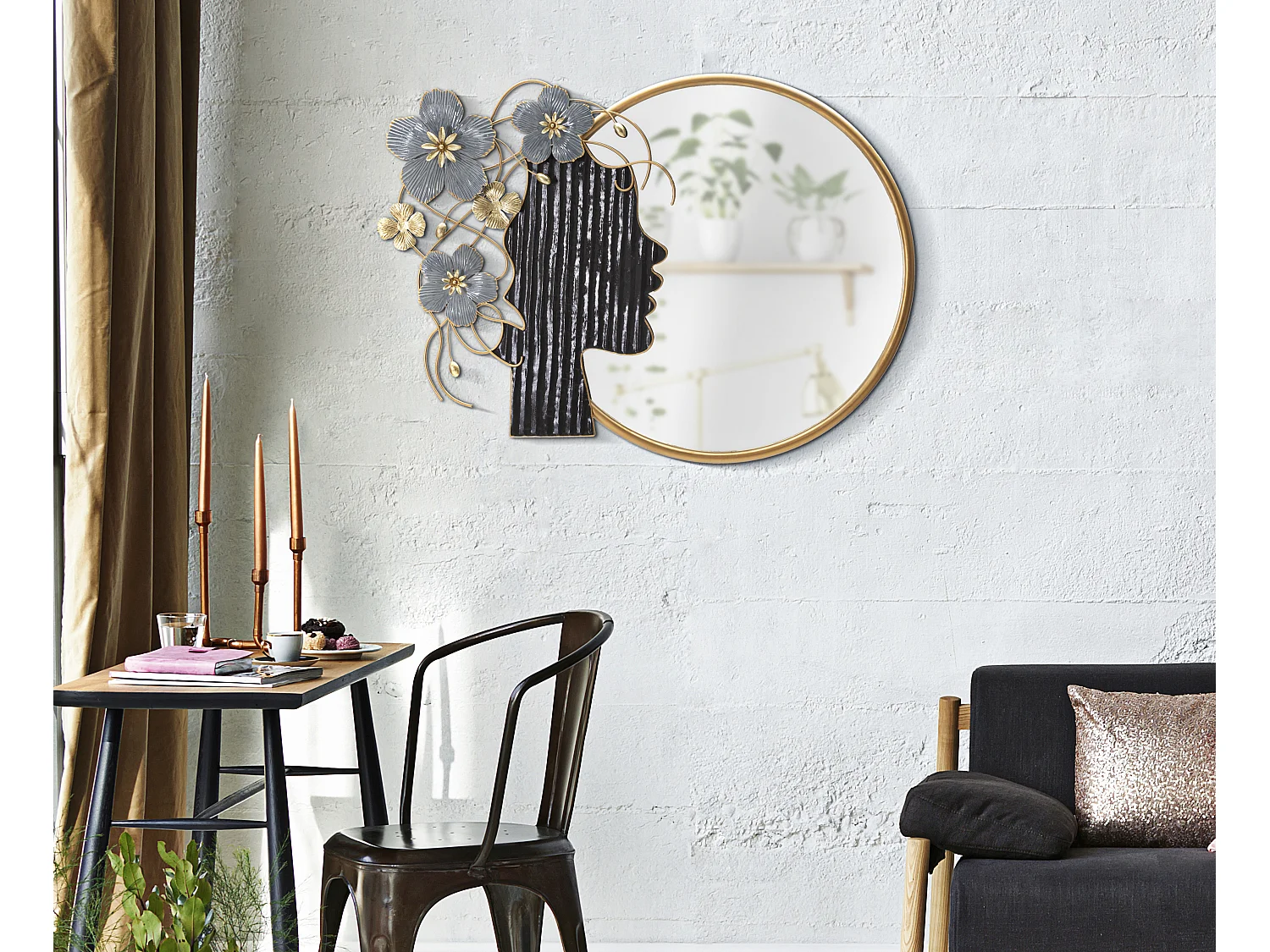 Miroir Mural Déco "Woman" 81cm Multicolore