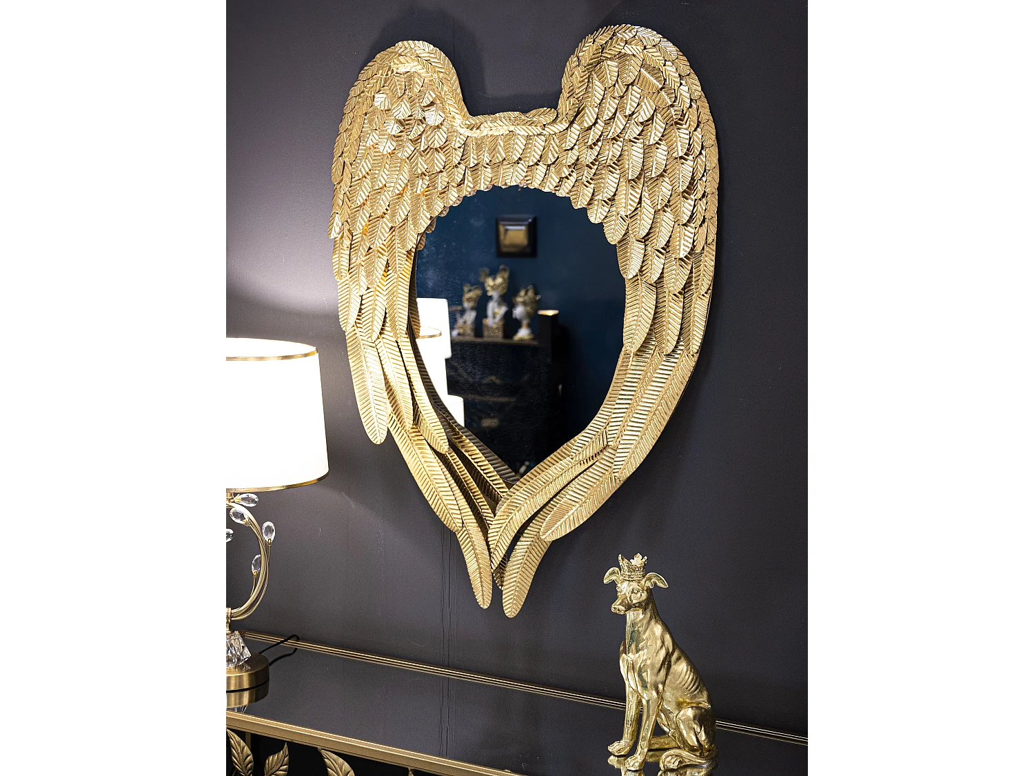 Miroir Mural Déco "Angel" 99cm Or