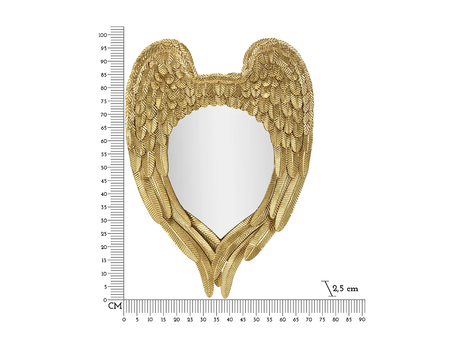 Miroir Mural Déco "Angel" 99cm Or