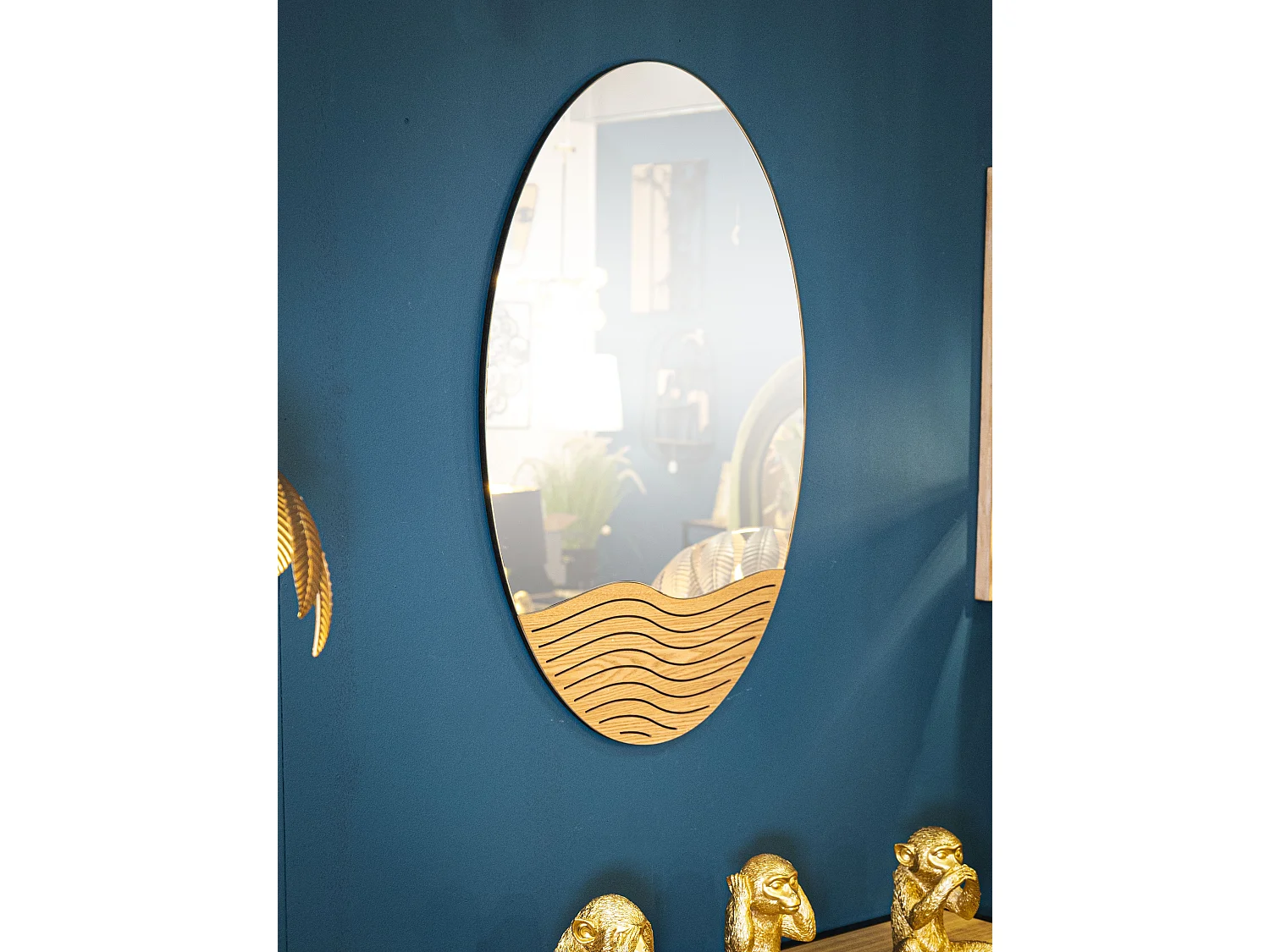 Miroir Mural Déco "Lines" 80cm Naturel