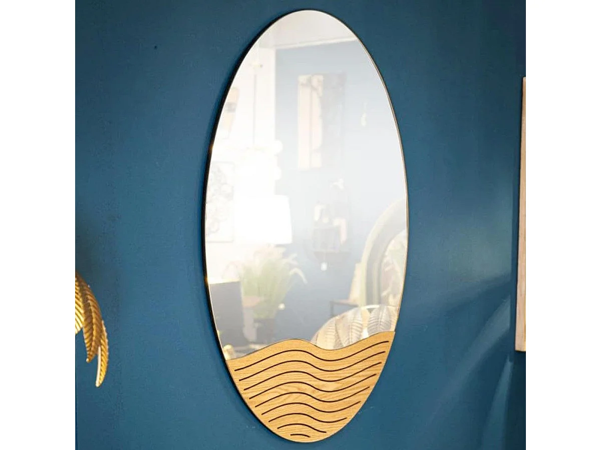 Miroir Mural Déco "Lines" 80cm Naturel