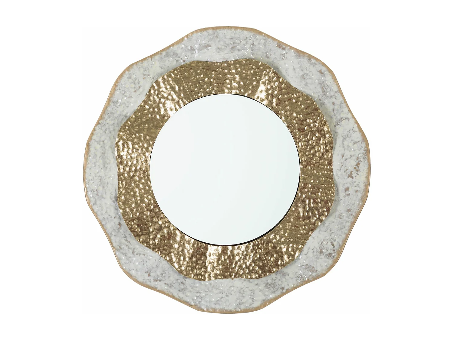 Miroir Mural Design "Shai" 54cm Crème & Or