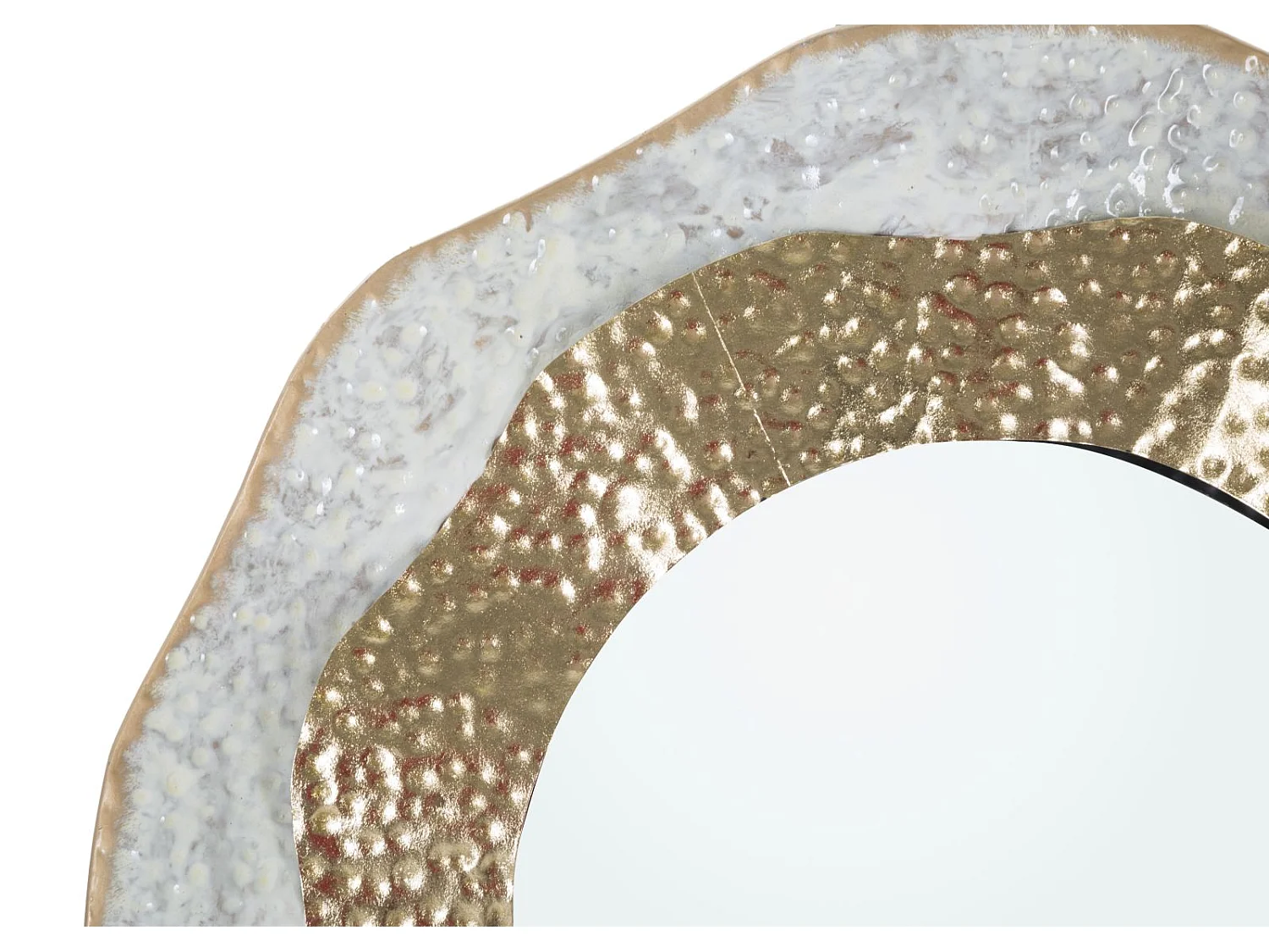 Miroir Mural Design "Shai" 54cm Crème & Or