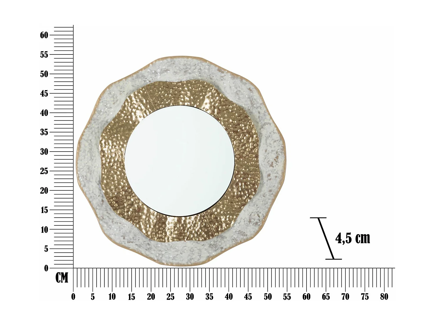 Miroir Mural Design "Shai" 54cm Crème & Or