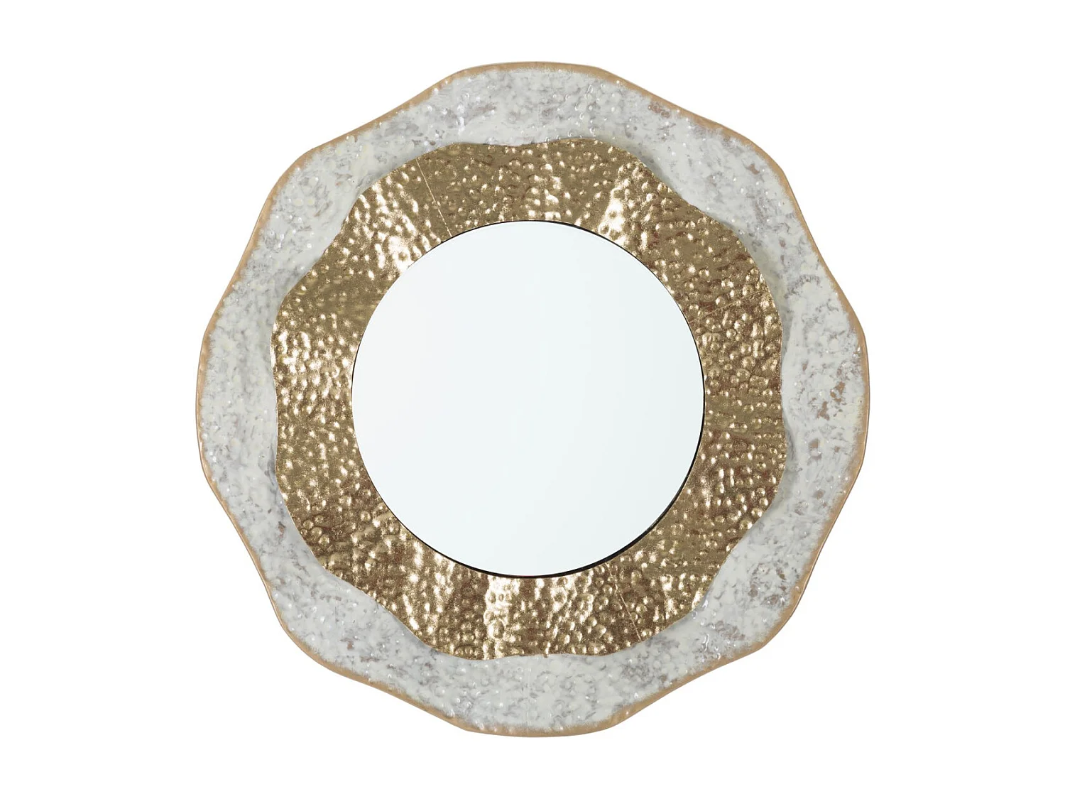 Miroir Mural Design "Shai" 54cm Crème & Or