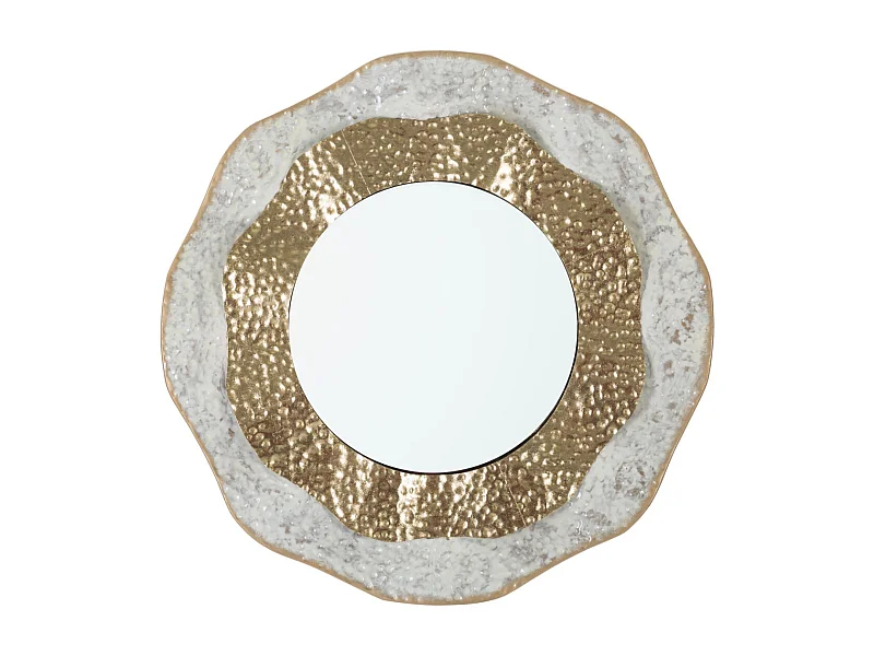 Miroir Mural Design "Shai" 54cm Crème & Or