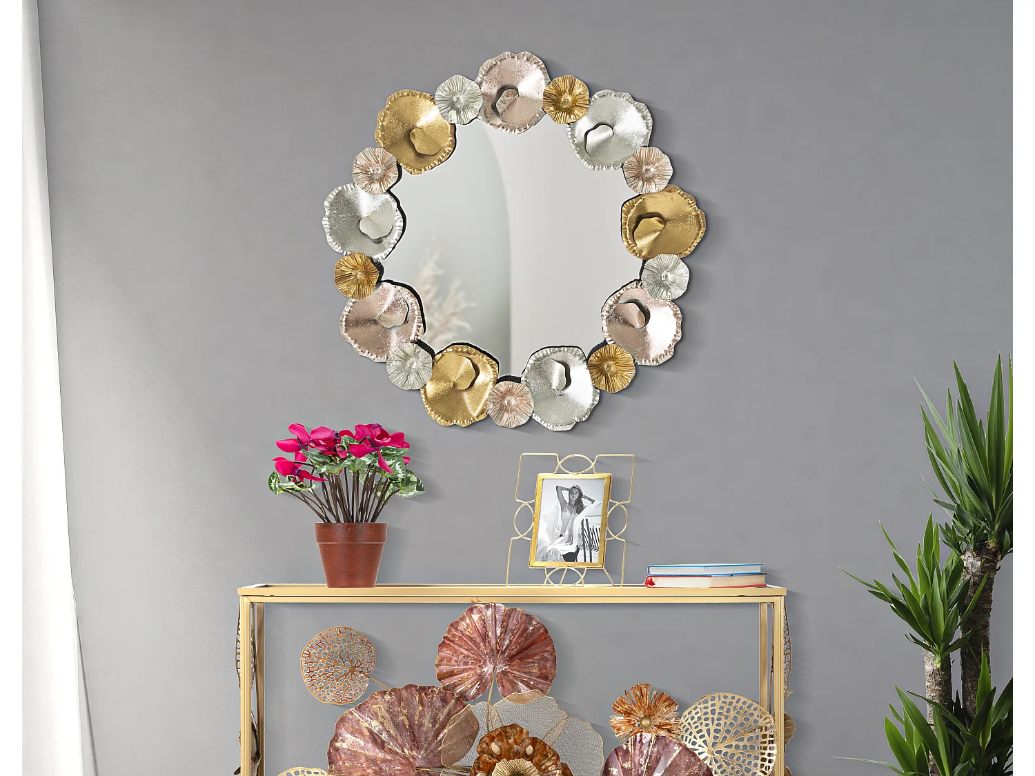 Specchio rotondo da parete in metallo multicolore Ø cm 75,5x5,5