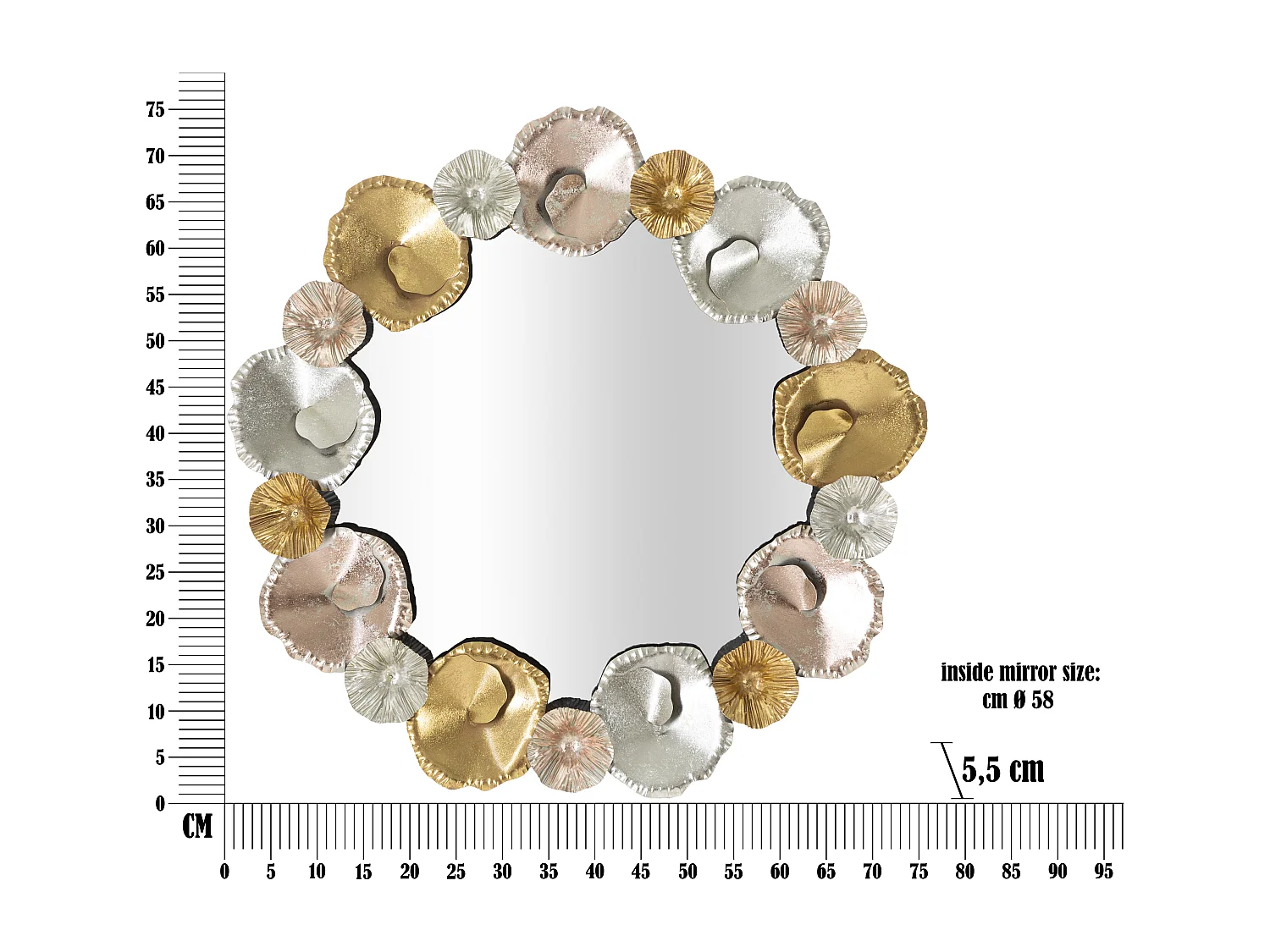 Specchio rotondo da parete in metallo multicolore Ø cm 75,5x5,5