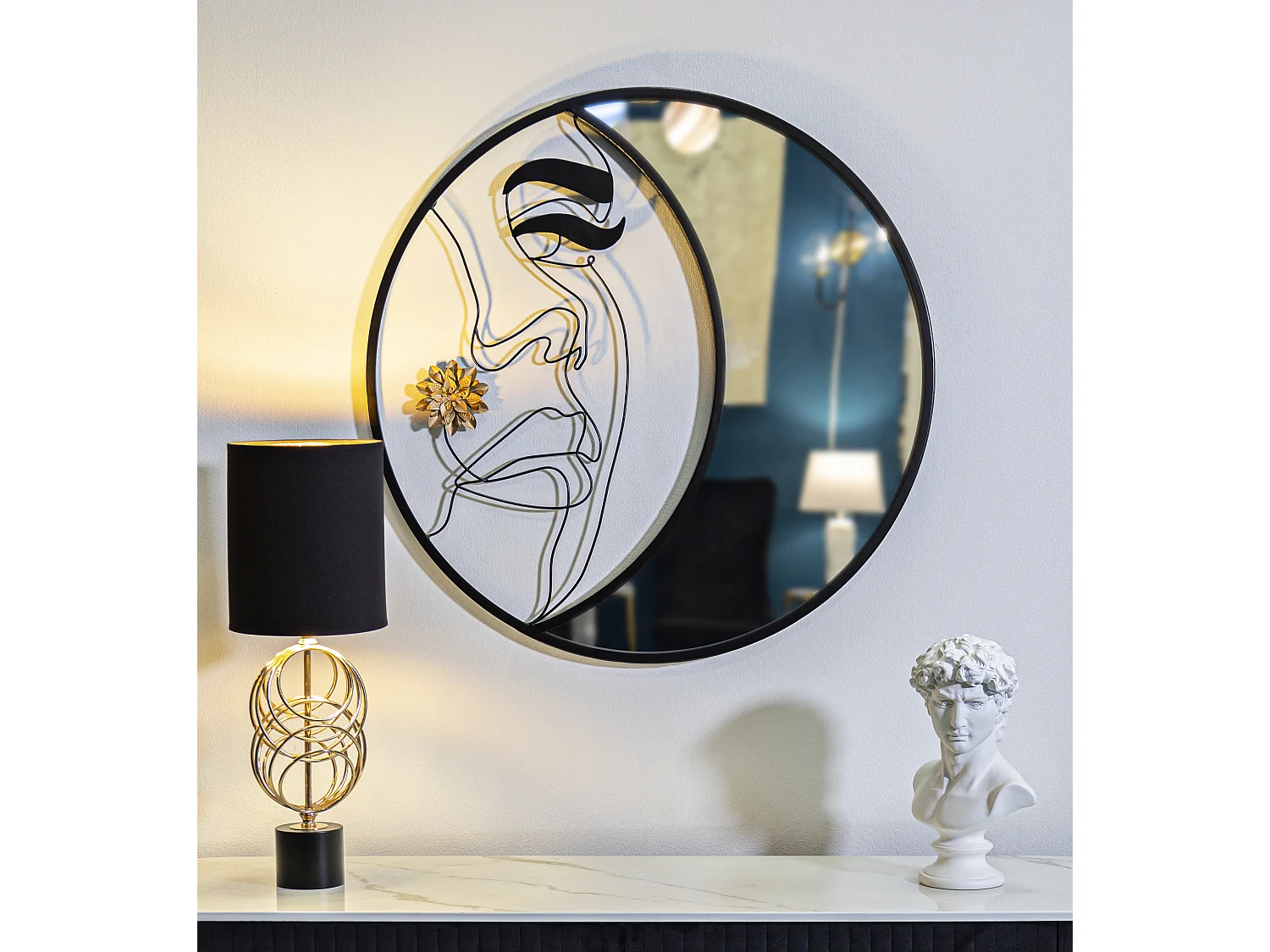 Miroir Mural Design "Melly" 80cm Noir