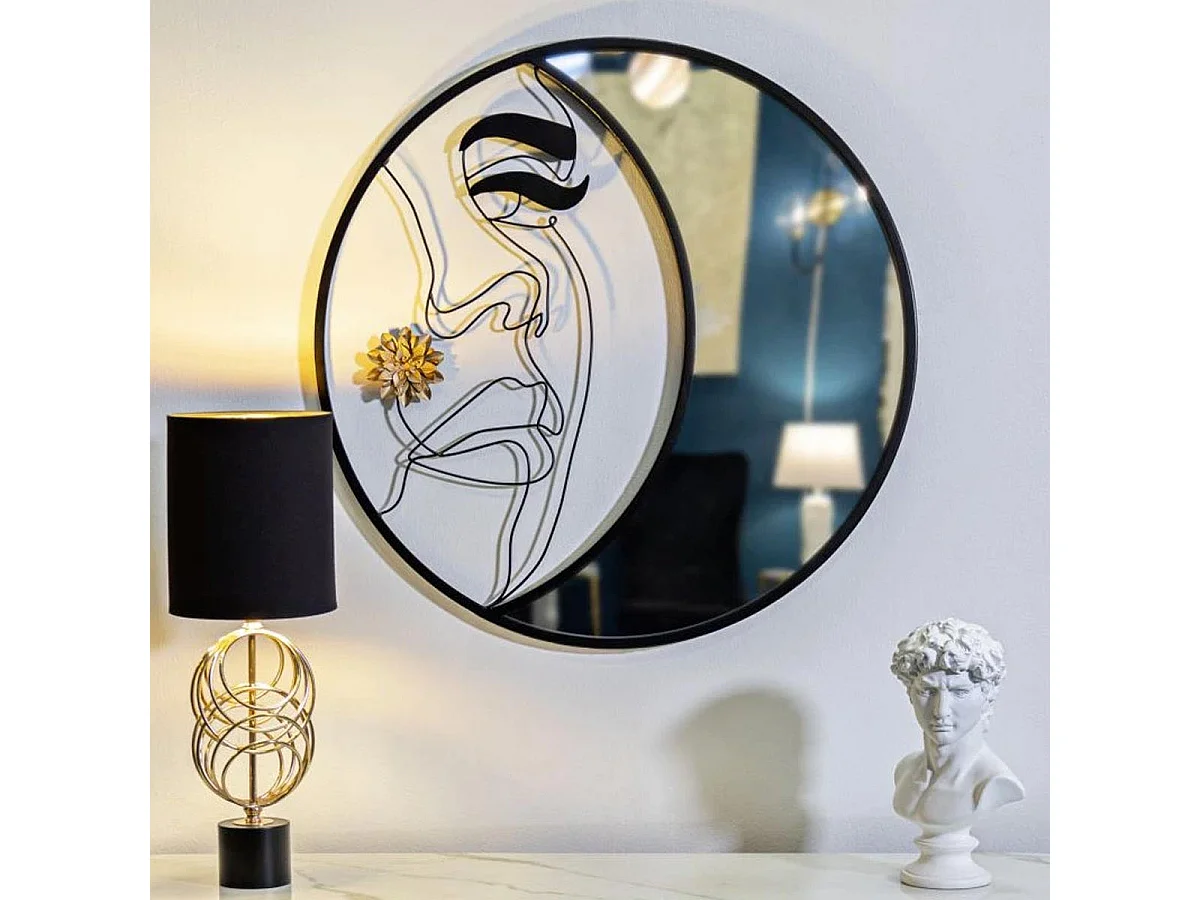 Miroir Mural Design "Melly" 80cm Noir