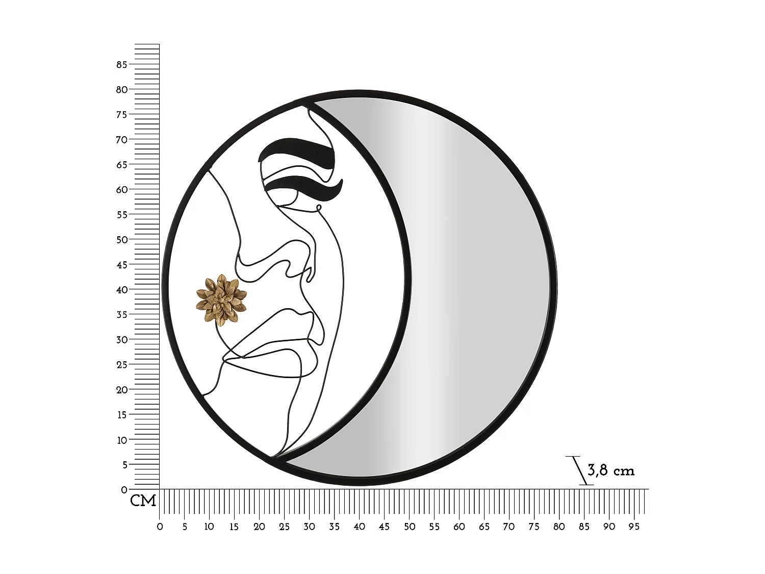 Miroir Mural Design "Melly" 80cm Noir