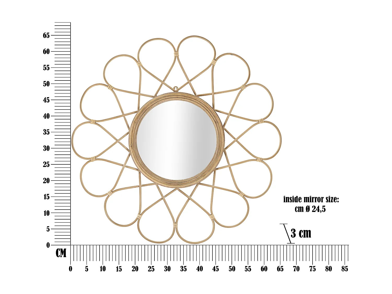 Specchio da parete in metallo marrone Ø cm 65,5x3