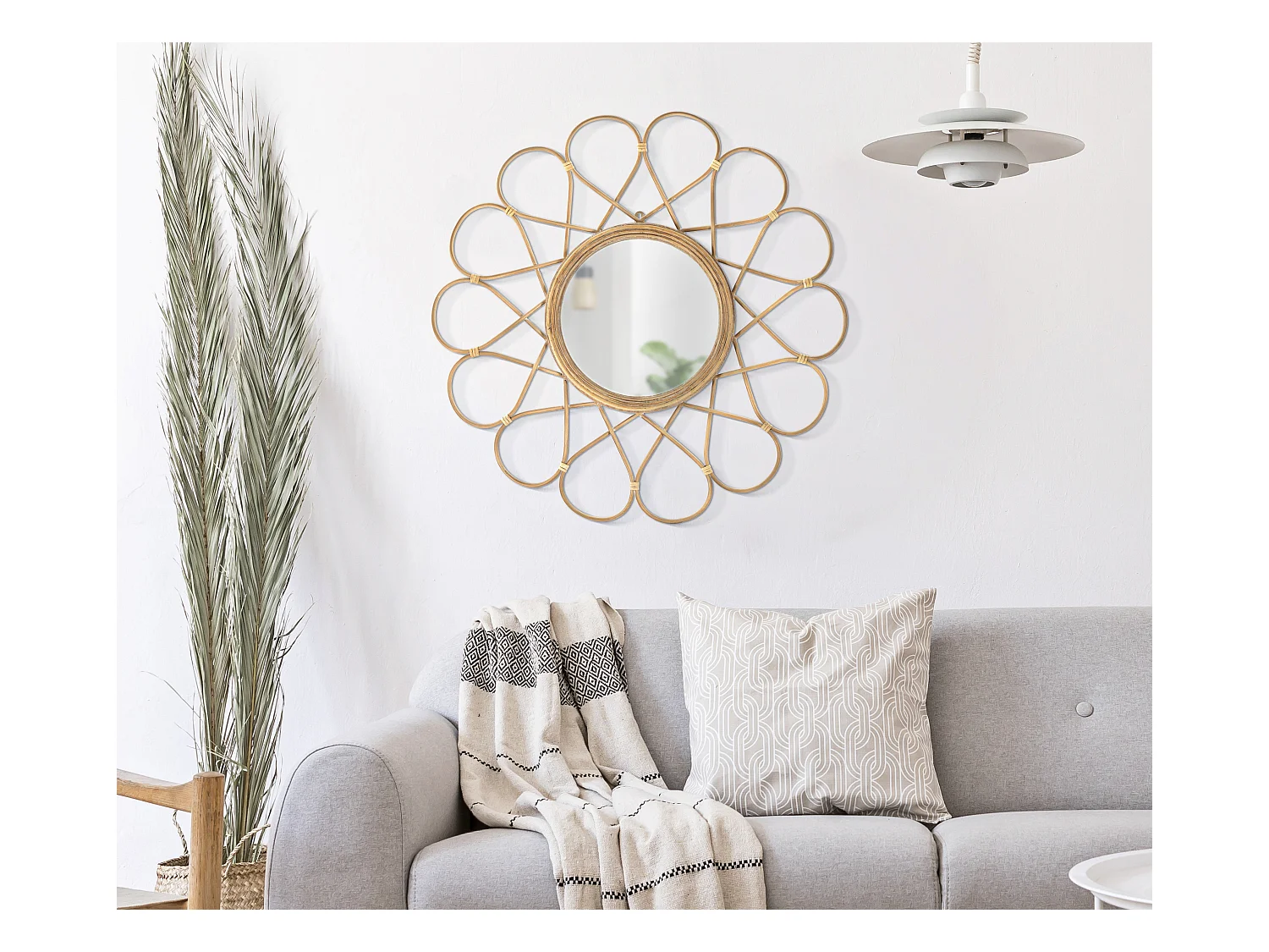 Miroir Mural Déco "Almeria" 65cm Naturel