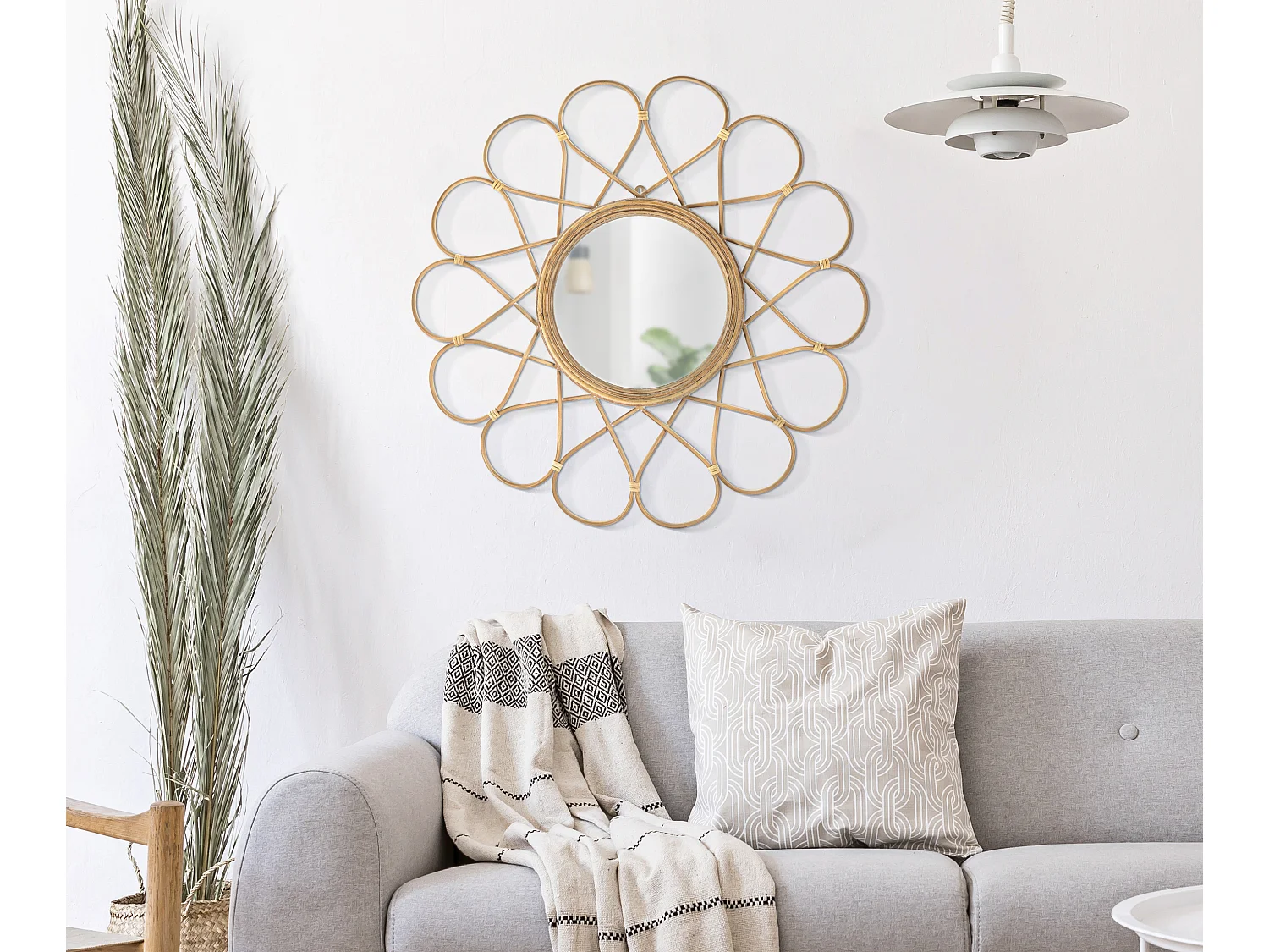 Miroir Mural Déco "Almeria" 65cm Naturel