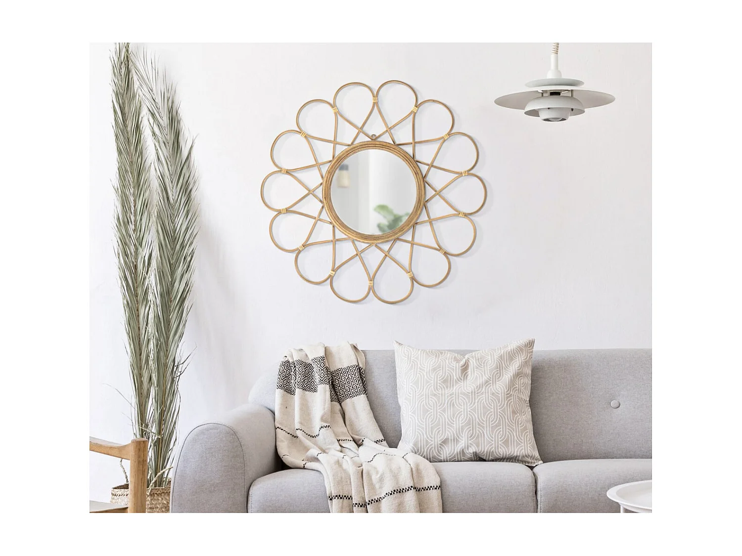 Miroir Mural Déco "Almeria" 65cm Naturel