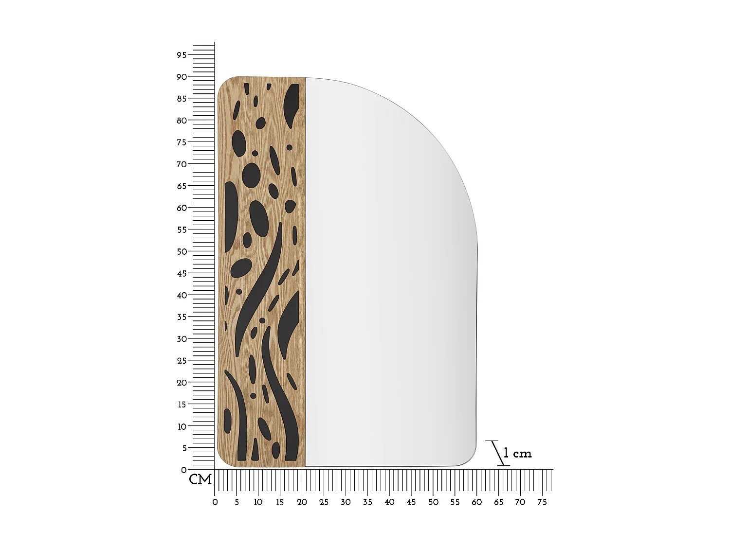 Specchio da parete in legno marrone e nero cm 60x1x90