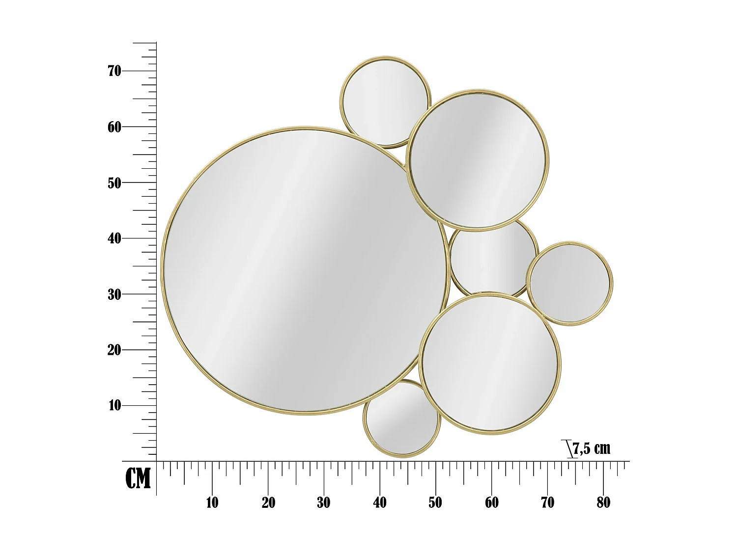 Specchio da parete geometrico in metallo dorato cm 81x7,5x73