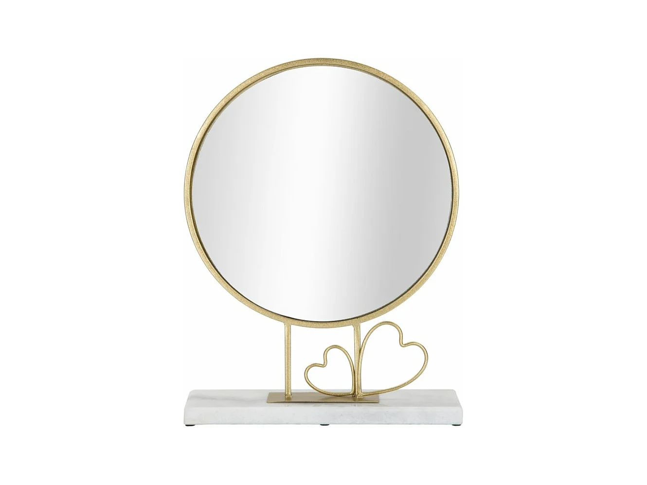 Miroir à poser en métal doré et marbre blanc 30x9x39,5 cm
