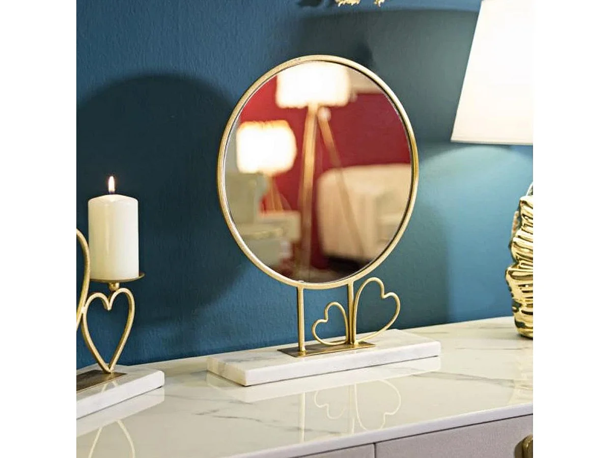 Miroir sur Pied en Marbre "Hearts" 39cm Or