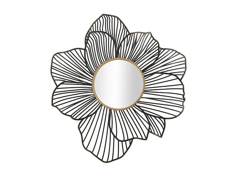 Specchio da parete in metallo nero e dorato cm 79x6x86,5