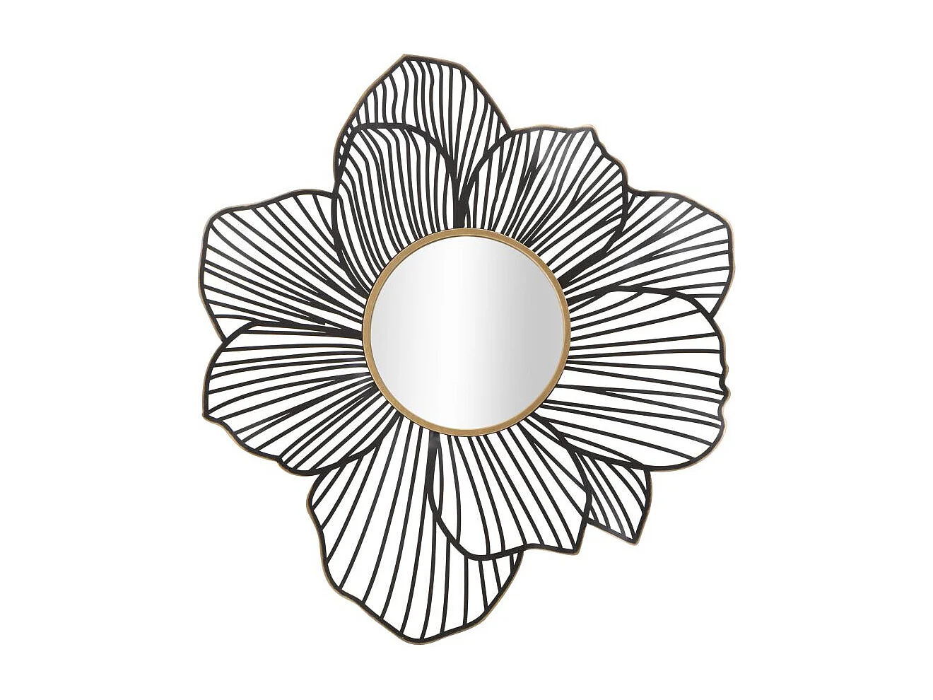 Miroir mural en métal noir et doré 79x6x86,5 cm