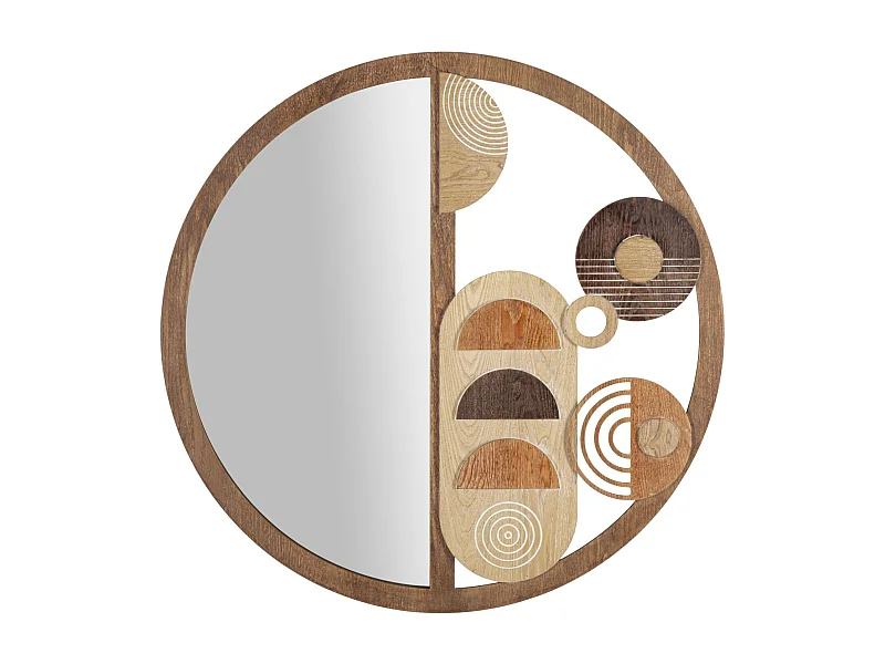Miroir Mural en Bois "Block" 80cm Naturel