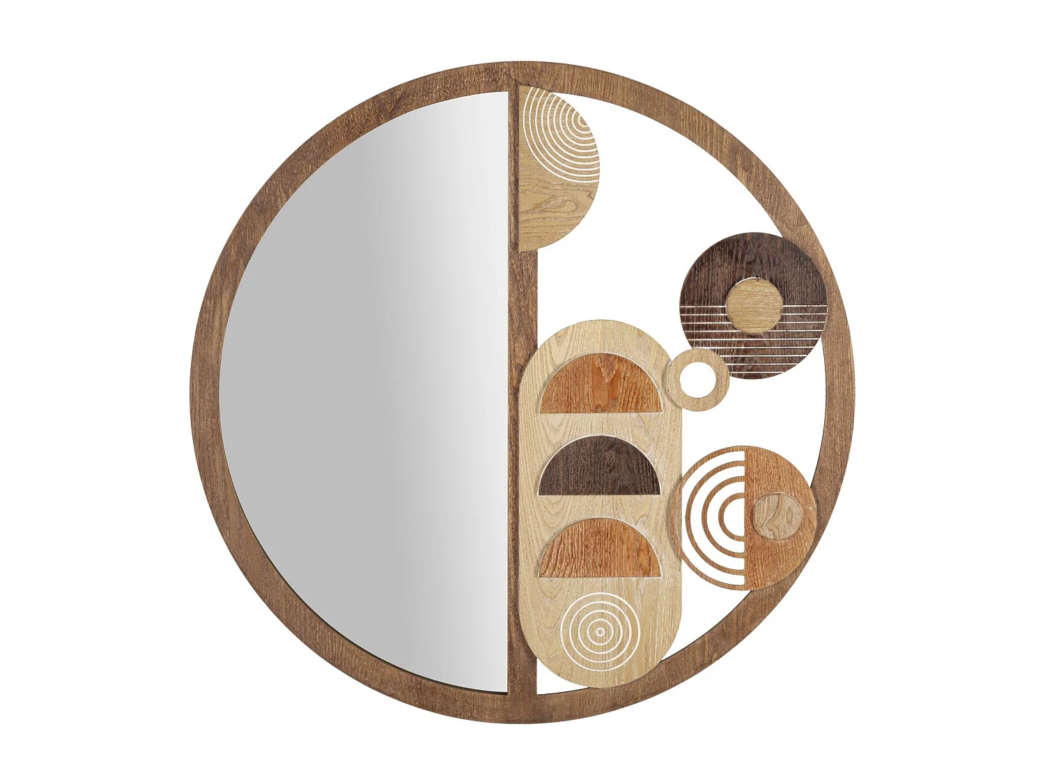 Miroir Mural en Bois "Block" 80cm Naturel