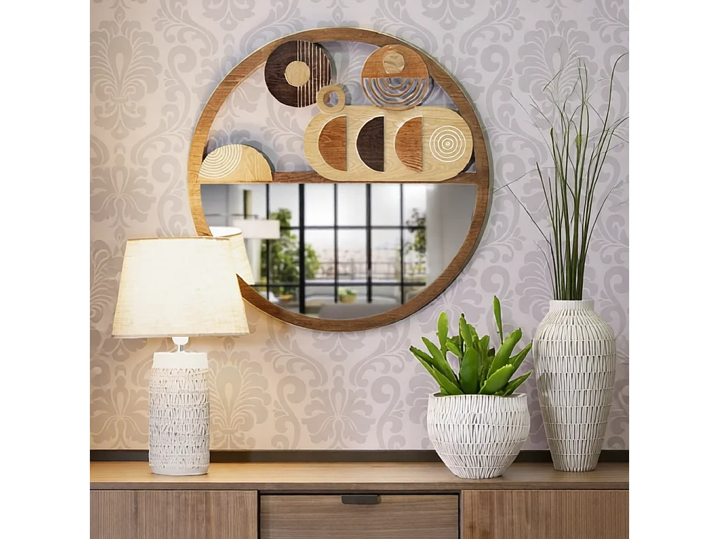 Lustro ścienne Block, kolor wielokolorowy, płyta MDF, 80 x 3 x 80 cm, Mauro Ferretti
