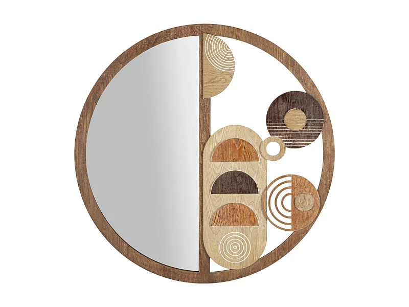 Specchio da parete in legno marrone Ø cm 80x3