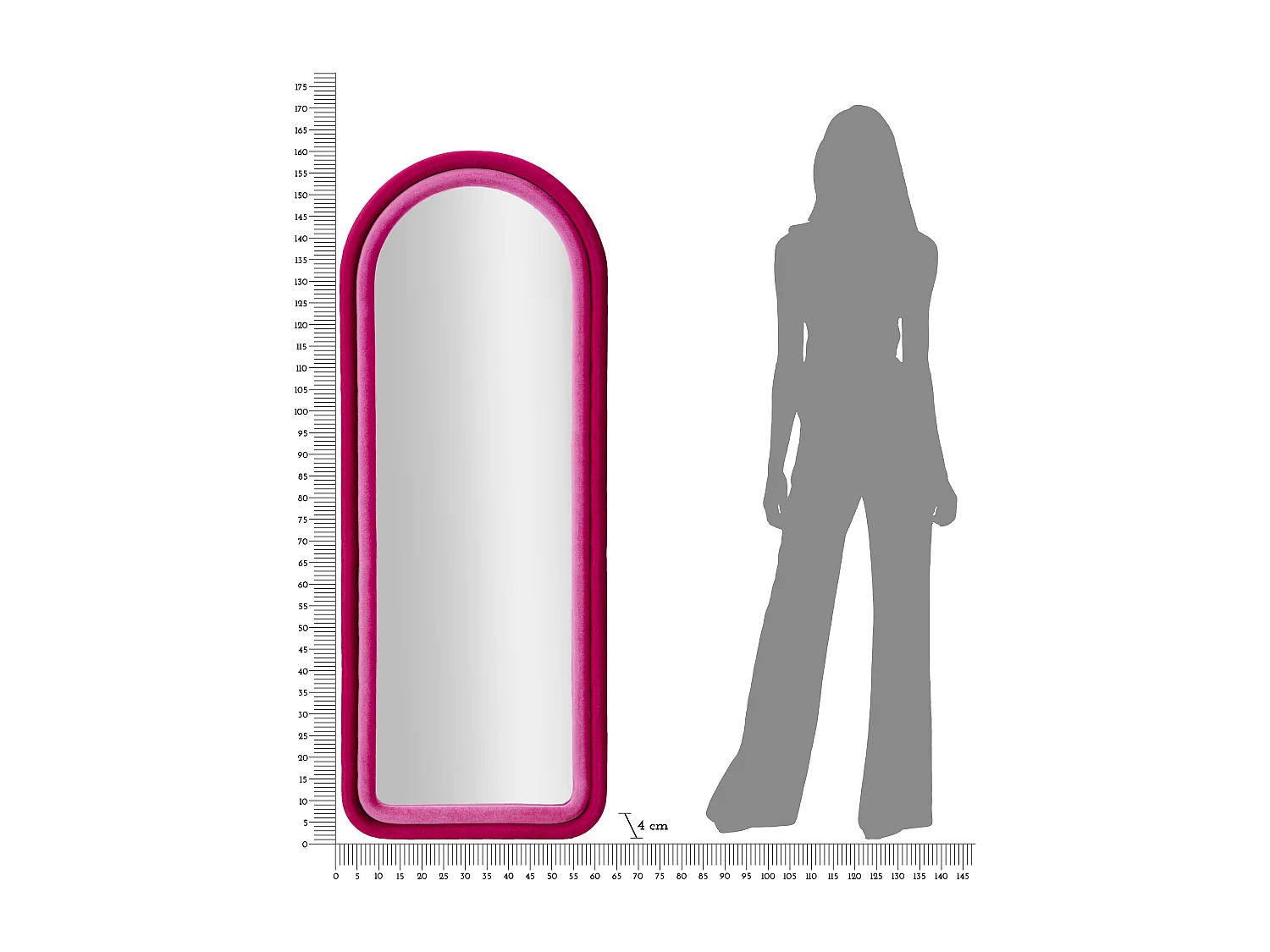 Miroir Mural en Velours "Chloé" 160cm Fuchsia