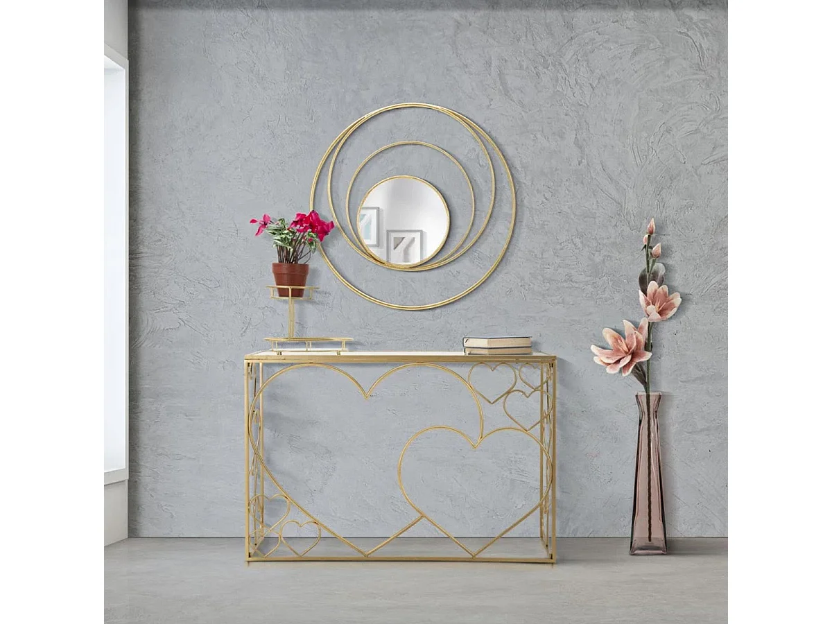 Miroir Mural Design "Arc" 80cm Or