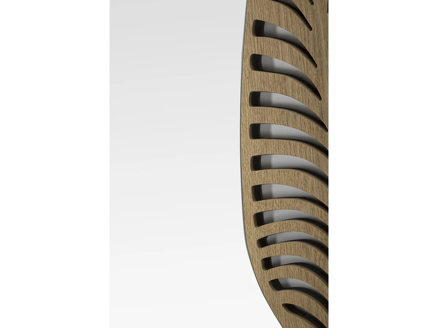 Specchio rotondo da parete in legno marrone con foglia Ø cm 60x1,5