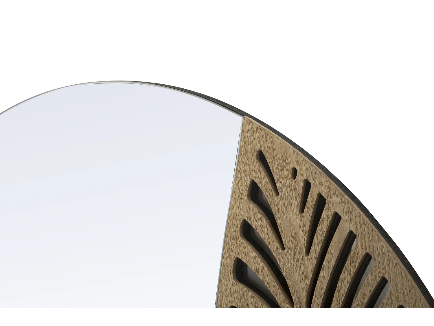 Specchio rotondo da parete in legno marrone con foglia Ø cm 60x1,5