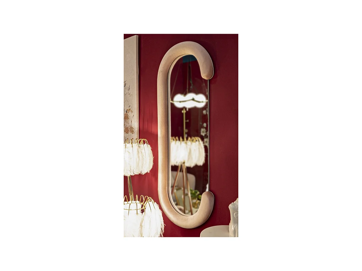 Moderner Spiegel zur Wand- oder Bodenmontage aus Samt 60x160cm Chantal - Pink