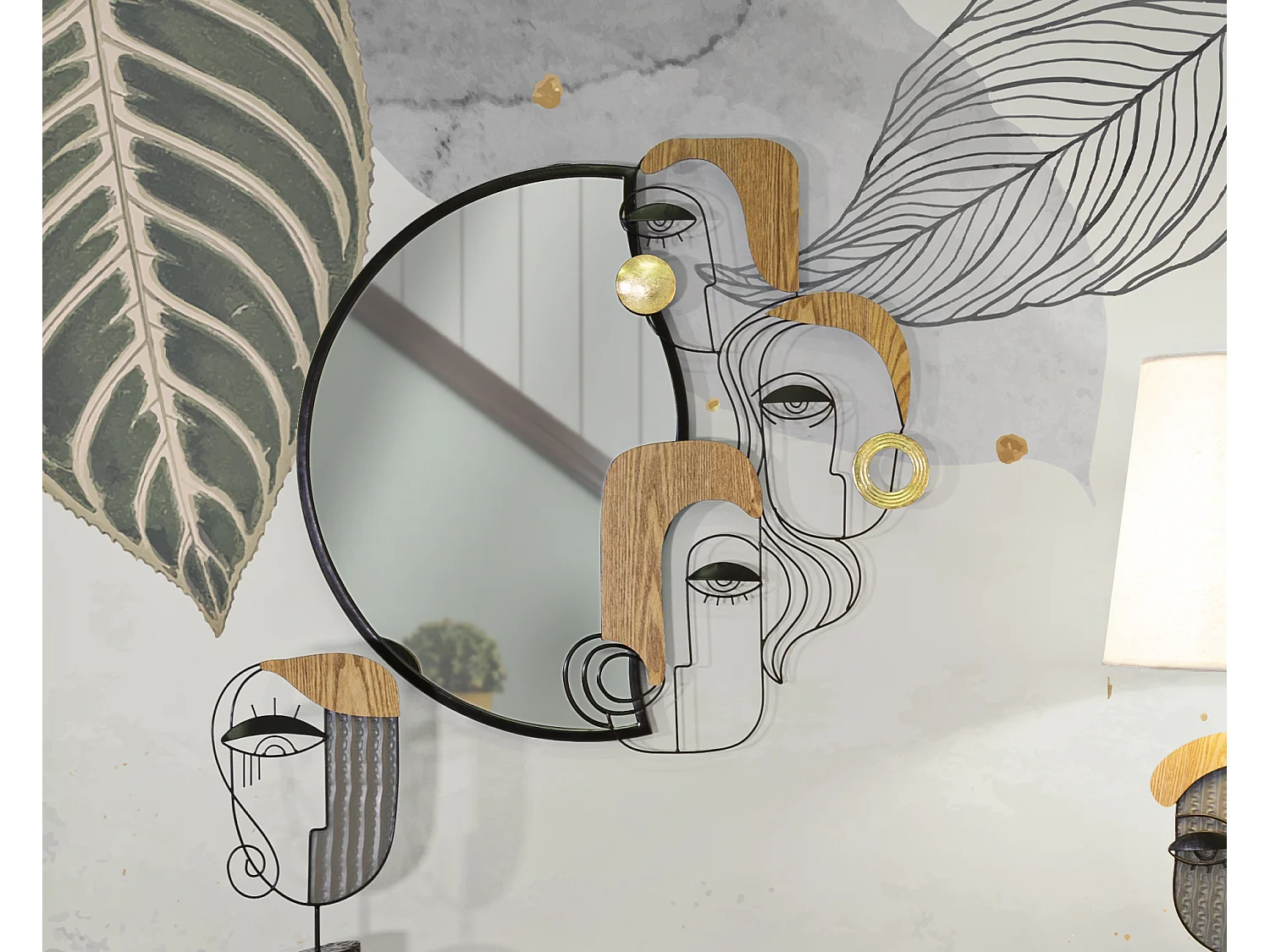 Miroir Mural Design "Picasso" 83cm Multicolore