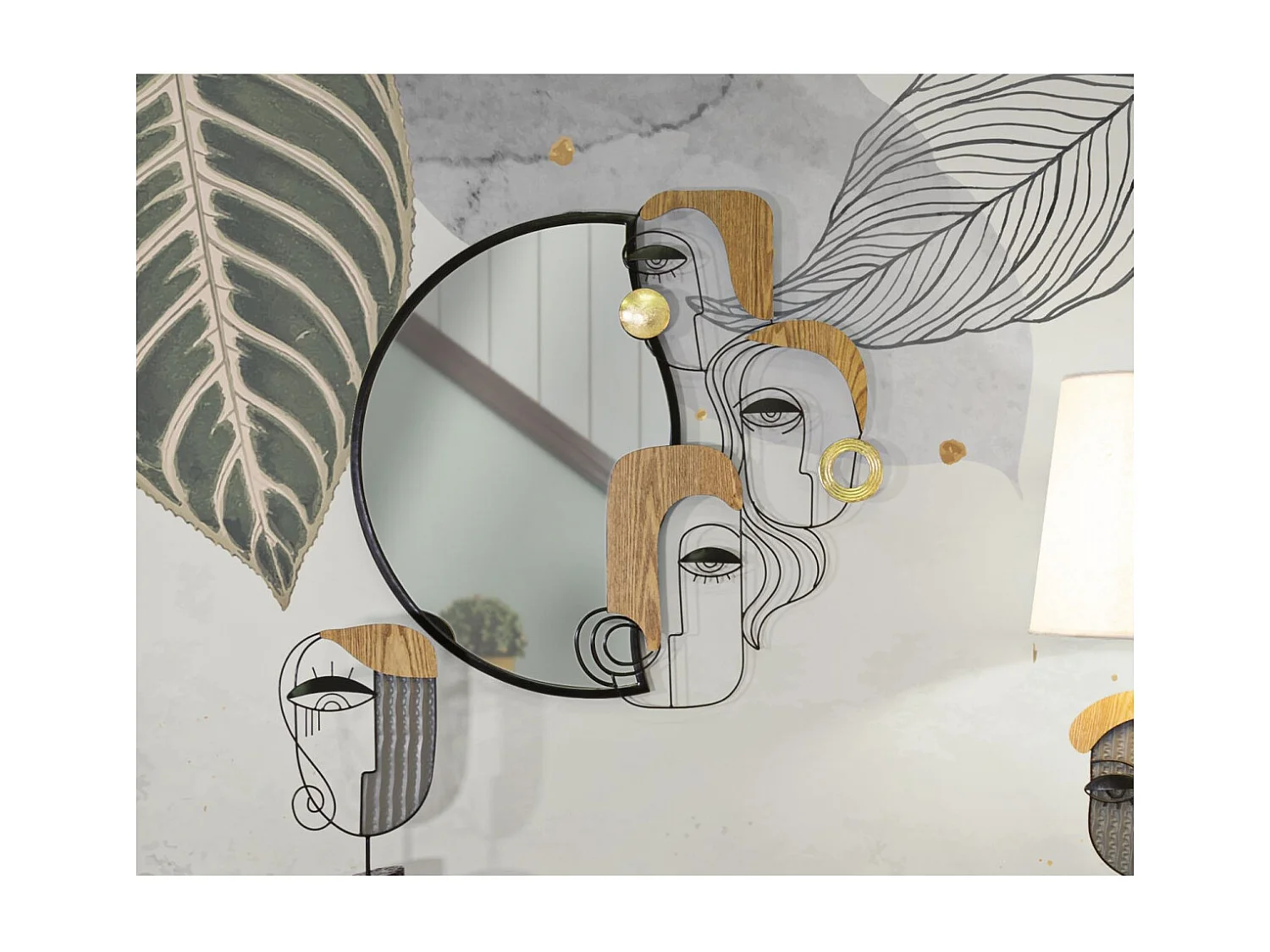 Miroir Mural Design "Picasso" 83cm Multicolore